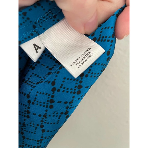 Ann Taylor V-Neck Faux Wrap Shiny Dress Blouse Size 12 - Picture 5 of 5